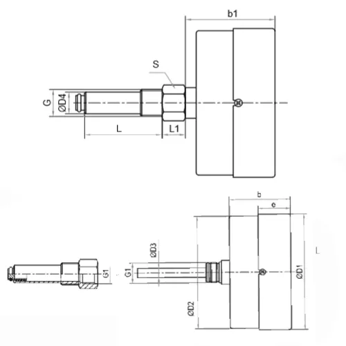 Термоманометр Росма ТМТБ-31Т.2 (0-120°C) (0-1MПa) G1/2 2,5, корпус 80мм, тип - ТМТБ-31T.2, длина клапана 64мм, до 120°С, осевое присоединение, 0-1MПa, резьба G1/2, класс точности 2.5
