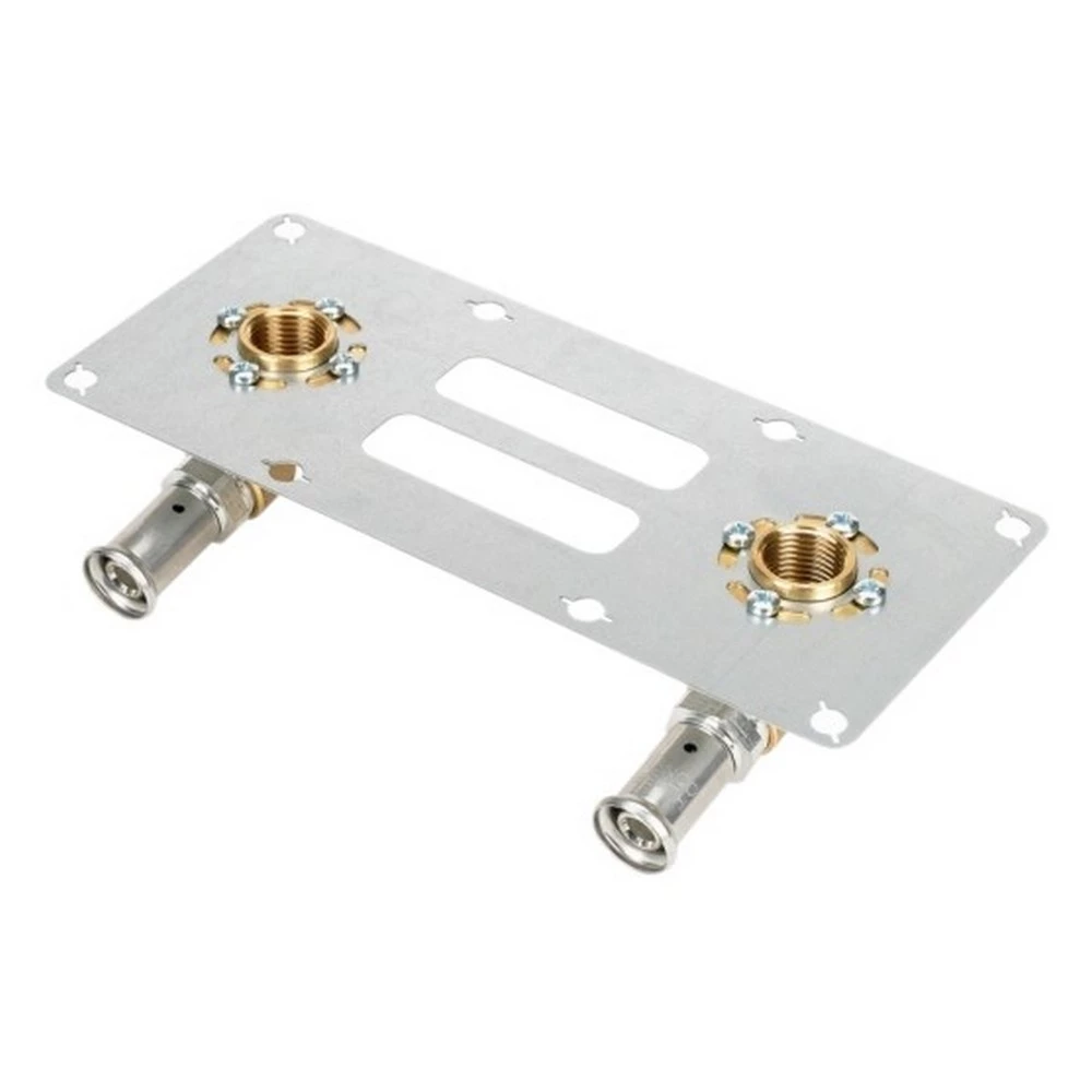 Водорозетка латунная HENCO 28PF Дн20x1/2″x20x1/2″ Ру16 двойная для гипсокартона, пресс