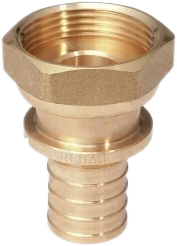 Переходник аксиальный РЕХАУ Rautitan RX+ Дн16хG 1/2″ Ру10 для труб из сшитого полиэтилена с накидной гайкой, корпус- бронза 14563353001
