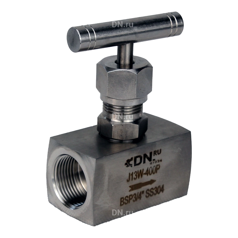 Клапан игольчатый VN3131M-T-Ht 3/4″ Ду20 Ру400 резьбовой, корпус - нержавеющая сталь 304, уплотнение - металл, с Т-образной рукояткой