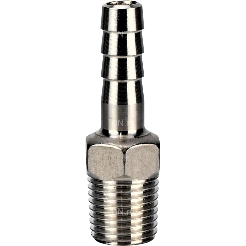 Штуцер елочка BF31-T-3/4-25 3/4″х25мм Ду20 Ру16 шланговый, корпус - нержавеющая сталь AISI 304 (CF8), присоединение - наружная резьба/штуцер